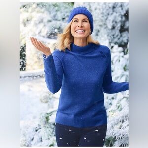 TALBOTS RAGLAN FUNNEL NECK SWEATER Sz 2X Blue